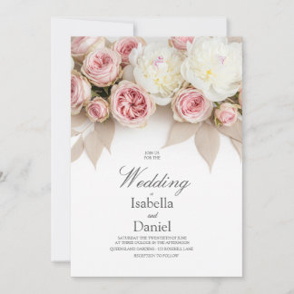 Élégant Modèle Faire-part de mariage Rose Blush