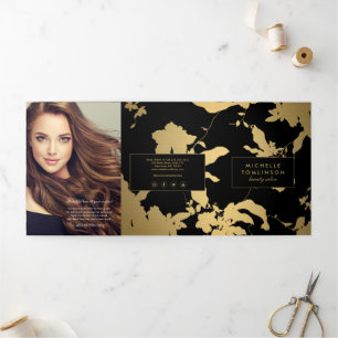 Élégant modèle Floral Or Black Salon Brochure