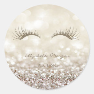 Elegant Moder Glittery Bokeh,Faux Lashes Classic Round Sticker