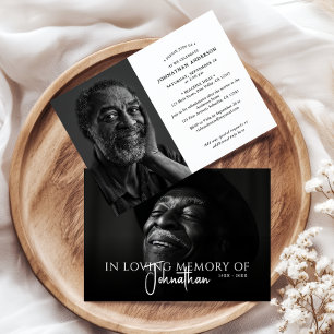 Elegant Modern 2-Photo Funeral/Memorial Service Invitation