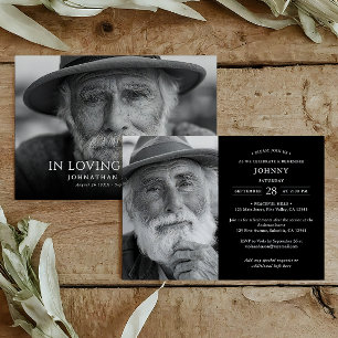 Elegant Modern 2-Photo Funeral/Memorial Service Invitation