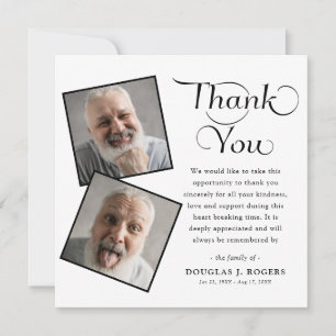 Elegant Modern 3 Photo Memorial Funeral  Thank You Card