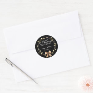 Elegant Modern 50th Anniversary Party Gold Black  Classic Round Sticker