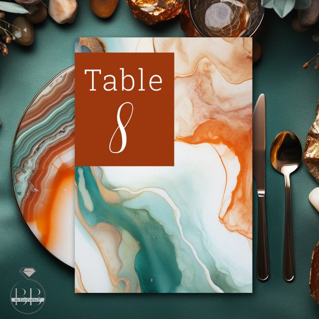Elegant Modern Abstract Agate  Terracotta Table Number (Creator Uploaded)