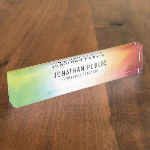 Elegant Modern Abstract Art Colourful Template Nameplate