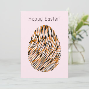 Elegant Modern Abstract Art Easter Egg Pastel Pink Holiday Card