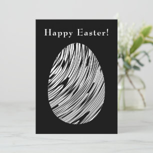 Elegant Modern Abstract Art Egg Black White Easter Holiday Card