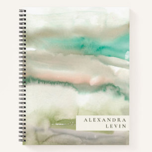 Elegant Modern Abstract Art Emerald Green Name Notebook