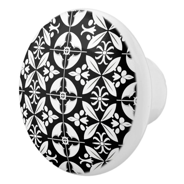 Elegant Modern Abstract Black White Pattern Ceramic Knob (Right)