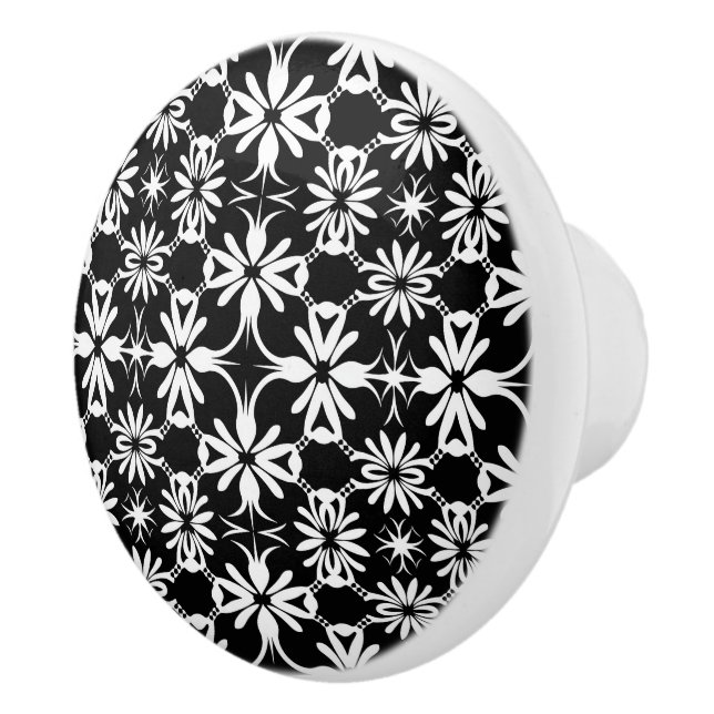 Elegant Modern Abstract Black White Pattern  Ceramic Knob (Right)
