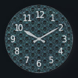 Elegant Modern Abstract Blue Art Deco Pattern | Large Clock<br><div class="desc">For further customization, please click the "Customize" button and use our design tool to modify this template. If the options are available, you may change text and image by simply clicking on "Edit/Remove Text or Image Here" and add your own. If you wish to have this design added to a...</div>