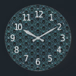Elegant Modern Abstract Blue Art Deco Pattern | Large Clock<br><div class="desc">For further customization, please click the "Customize" button and use our design tool to modify this template. If the options are available, you may change text and image by simply clicking on "Edit/Remove Text or Image Here" and add your own. If you wish to have this design added to a...</div>