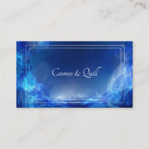 Elegant Modern Abstract Blue Ethereal Silver Frame Business Card