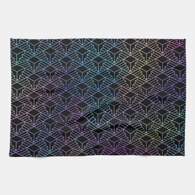 Elegant Modern Abstract Colourful Art Deco Pattern Kitchen Towel (Horizontal)