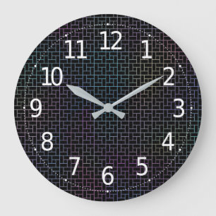 Elegant Modern Abstract Colourful Basket Pattern   Large Clock