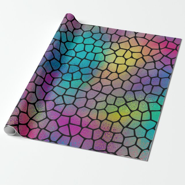 Elegant Modern Abstract Colourful Mosaic Pattern Wrapping Paper (Unrolled)