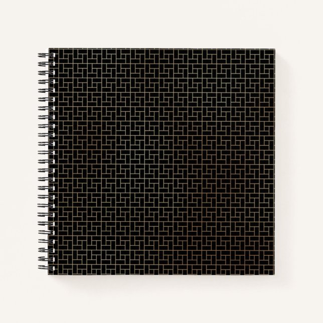 Elegant Modern Abstract Gold Basket Weave Pattern Notebook (Front)