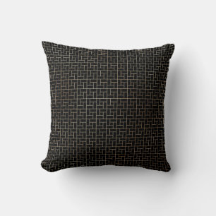 Elegant Modern Abstract Gold Basket Weave Pattern Throw Pillow