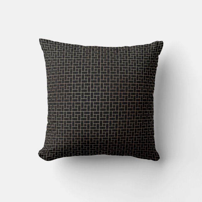 Elegant Modern Abstract Gold Basket Weave Pattern Throw Pillow (Front)