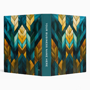 Elegant Modern Abstract Gold Teal Geometric Binder