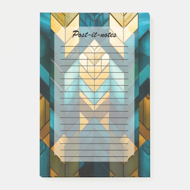 Elegant Modern Abstract Gold Teal Geometric Post-it Notes (Front)