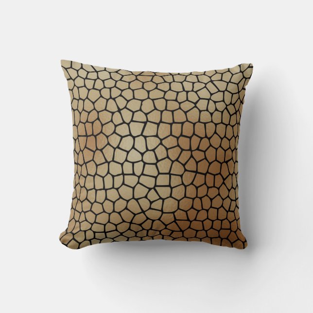 Elegant Modern Abstract Gold Tiles Mosaic Pattern Throw Pillow (Front)