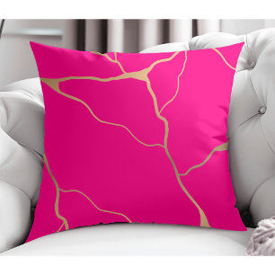 Elegant Modern Abstract Gold Vein Design Dark Pink Throw Pillow