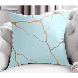 Elegant Modern Abstract Gold Vein Light Turquoise  Throw Pillow