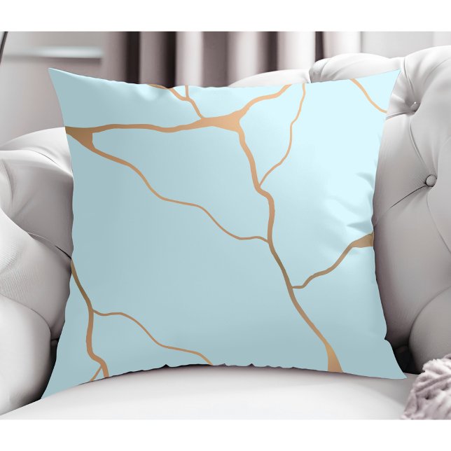 Elegant Modern Abstract Gold Vein Light Turquoise  Throw Pillow (Creator Uploaded)