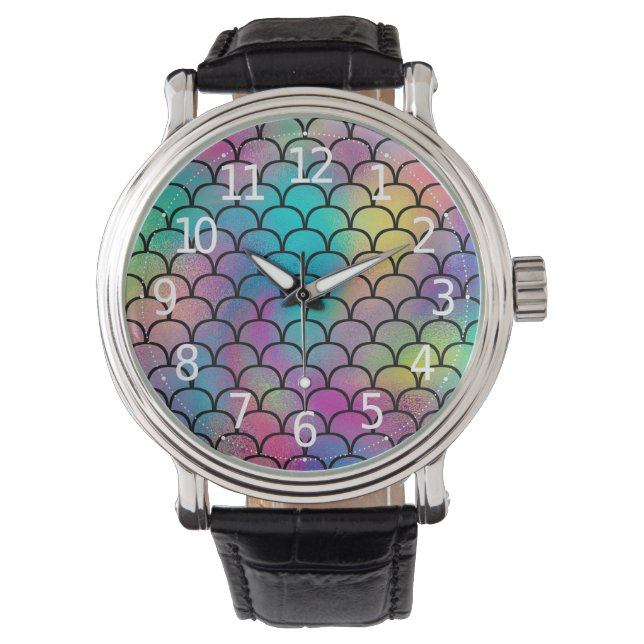 Elegant Modern Abstract Rainbow Scales Pattern | Watch (Front)