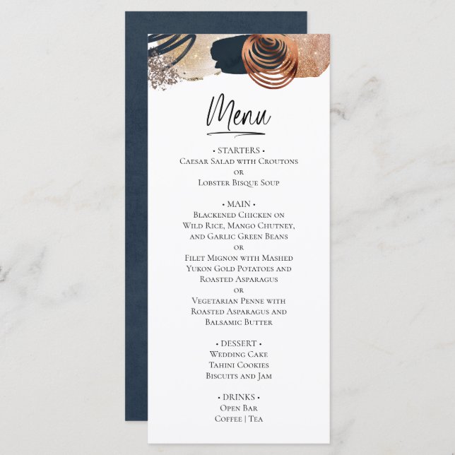 Elegant Modern Abstract Terracotta Wedding Menu (Front/Back)