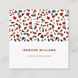 Elegant Modern Abstract Terrazzo Pattern Square Business Card