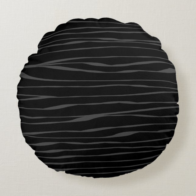 Elegant Modern Abstract Zebra Pattern, Black Round Pillow (Front)