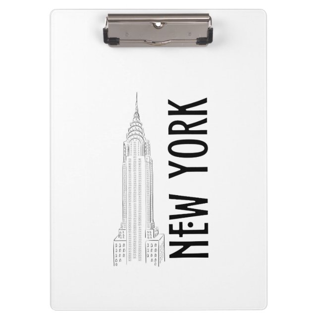Elegant Modern Abstraction Black and White City Clipboard (Front)