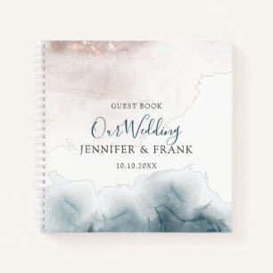 Elegant Modern Alcohol Ink Blush Blue Notebook