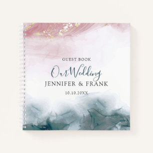 Elegant Modern Alcohol Ink Blush Blue Watercolor Notebook