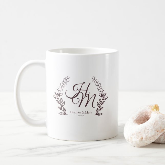 Elegant, Modern and Minimalist Twigs Design Coffee Mug (With Donut)