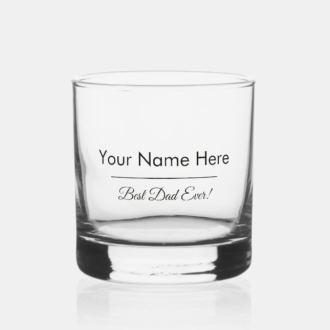Elegant, Modern and Simple Personalized Dad's Name Whiskey Glass (Front)