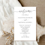 Elegant Modern and Simple Wedding Program<br><div class="desc">Elegant Wedding program with beautiful modern hand written calligraphy details. Modern, simple and stylish. Ability to make text changes and adjustments by selecting customize further. Front with wedding ceremony details, back with wedding party names and thank you message for your guests. Black and white design. White "background colour" can be...</div>