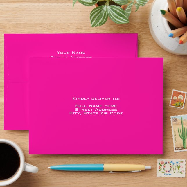 Elegant, Modern and Vibrant Hot Pink Envelope (Desk)