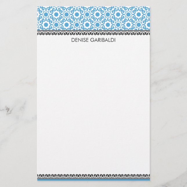 Elegant Modern Arabesque Personalized Stationery (Front)
