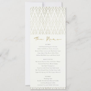 ELEGANT MODERN ART DECO WHITE SILVER WEDDING MENU INVITATION
