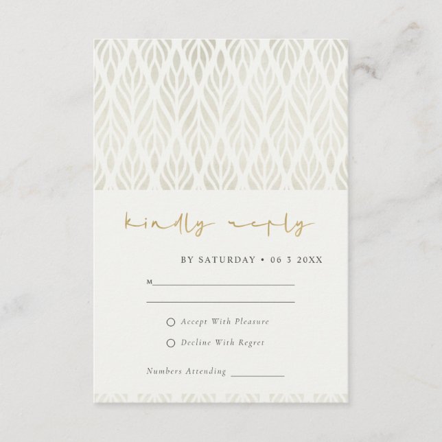 ELEGANT MODERN ART DECO WHITE SILVER WEDDING RSVP ENCLOSURE CARD (Front)