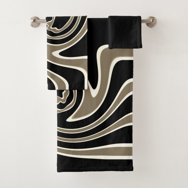 Elegant Modern Art Striped Pattern Trendy Chic Bath Towel Set (Insitu)