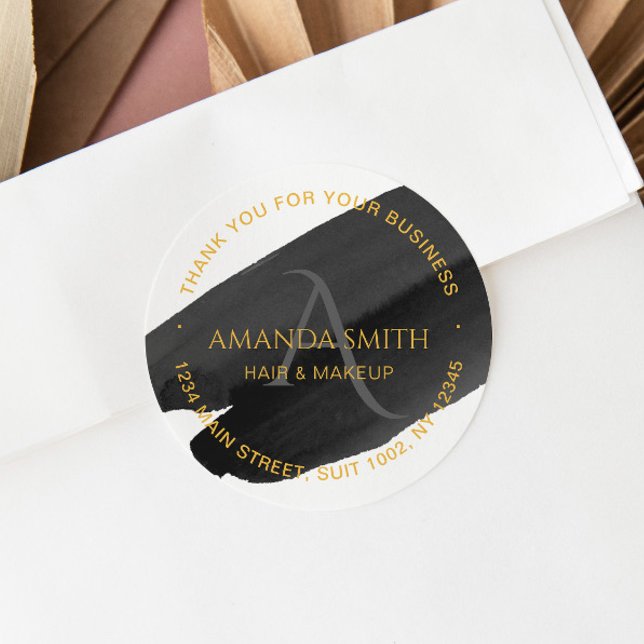 Elegant Modern Artistic Black and Gold Business Classic Round Sticker (Creator Uploaded)