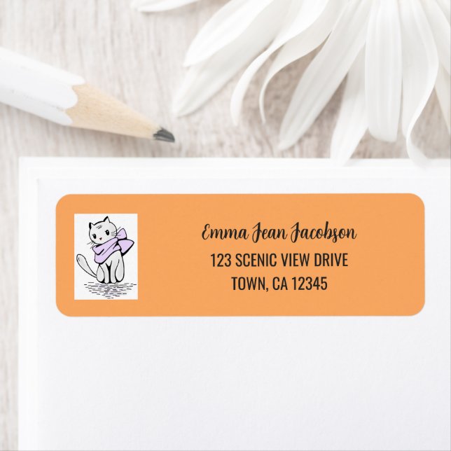 Elegant Modern Artsy Cat Mom Return Address  (Insitu)