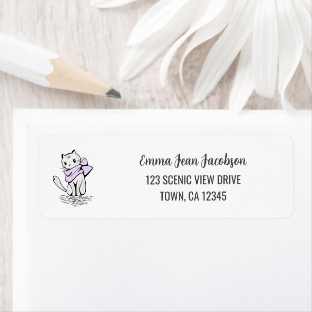 Elegant Modern Artsy Cat Mom Return Address  (Insitu)