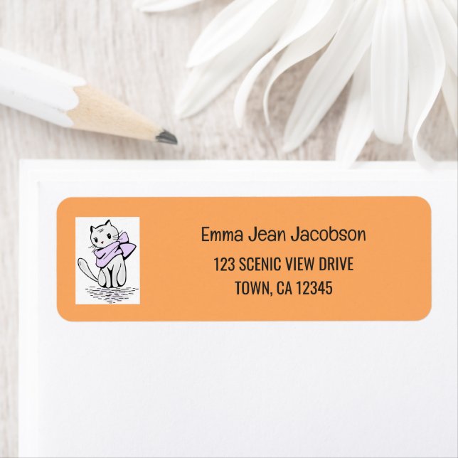 Elegant Modern Artsy Cat Mom Return Address  (Insitu)