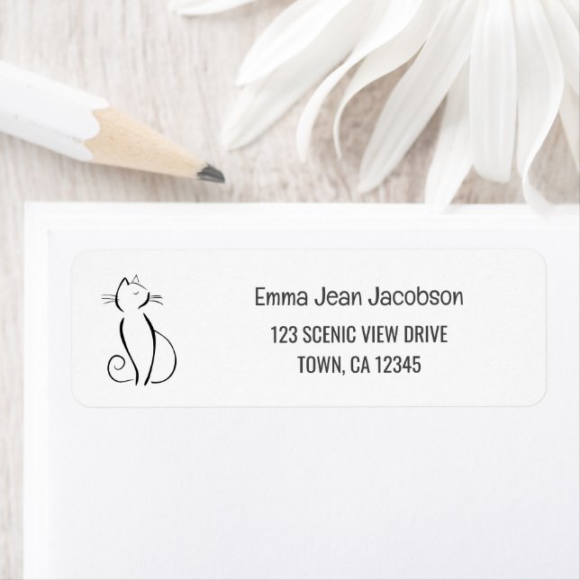Elegant Modern Artsy Cat Mom Return Address  (Insitu)