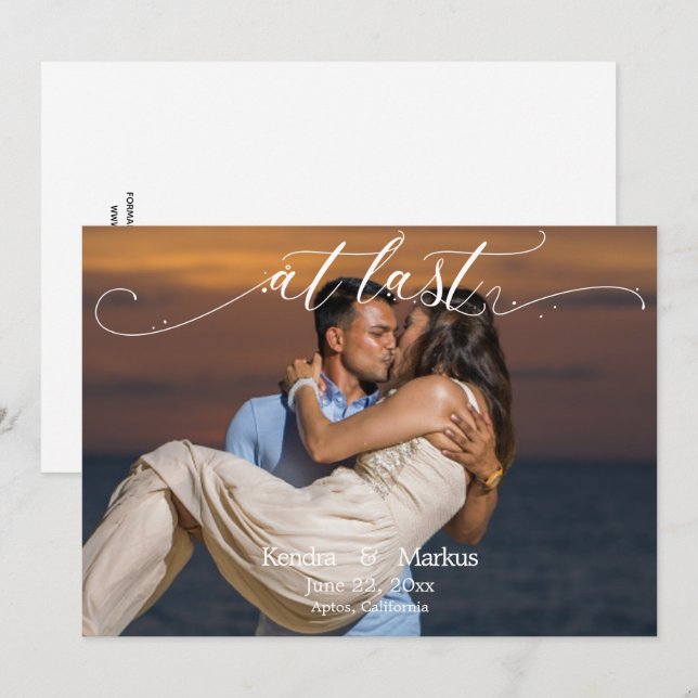 Elegant Modern AT LAST photo Save the Date Invitation (Front/Back)